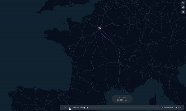 Position monitoring of our fleet of 200 devices, whole France