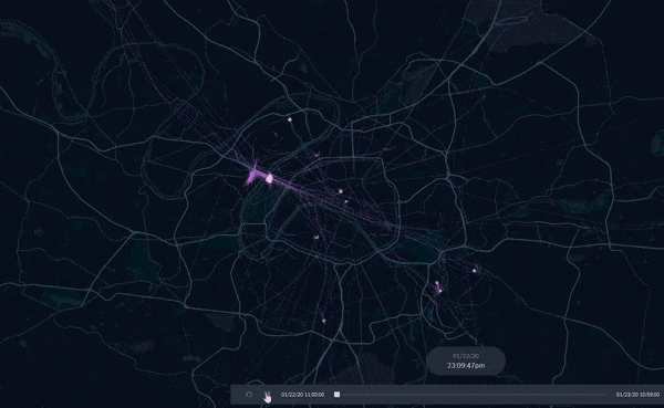 Position monitoring of our fleet of 200 devices, zoom over Paris area